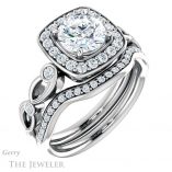 Round Cut Forever One Moissanite Engagement Ring #GTJ988-round-fo-w
