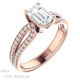 Emerald Cut Forever One Moissanite Engagement Ring #GTJ991-emerald-fb-r 4 Emerald Cut Forever Brilliant Moissanite Engagement Ring #GTJ991-emerald-fb-r