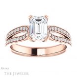 Emerald Cut Forever One Moissanite Engagement Ring #GTJ991-emerald-fb-r 1 Emerald Cut Forever Brilliant Moissanite Engagement Ring #GTJ991-emerald-fb-r