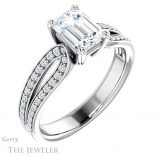 Emerald Cut Forever One Moissanite Engagement Ring #GTJ991-emerald-fb-w 4 Emerald Cut Forever Brilliant Moissanite Engagement Ring #GTJ991-emerald-fb-w