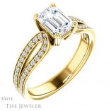Emerald Cut Forever One Moissanite Engagement Ring #GTJ991-emerald-fb-y 4 Emerald Cut Forever Brilliant Moissanite Engagement Ring #GTJ991-emerald-fb-y