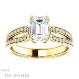 Emerald Cut Forever One Moissanite Engagement Ring #GTJ991-emerald-fb-y 1 Emerald Cut Forever Brilliant Moissanite Engagement Ring #GTJ991-emerald-fb-y