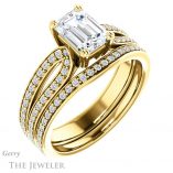 Emerald Cut Forever One Moissanite Engagement Ring #GTJ991-emerald-fb-y 6 Emerald Cut Forever Brilliant Moissanite Engagement Ring #GTJ991-emerald-fb-y