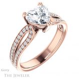 Heart Shaped Forever One Moissanite Engagement Ring #GTJ991-heart-fb-r 4 Heart Shaped Forever Brilliant Moissanite Engagement Ring #GTJ991-heart-fb-r