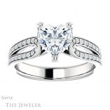 Heart Shaped Forever One Moissanite Engagement Ring #GTJ991-heart-fb-w 1 Heart Shaped Forever Brilliant Moissanite Engagement Ring #GTJ991-heart-fb-w