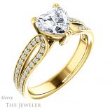 Heart Shaped Forever One Moissanite Engagement Ring #GTJ991-heart-fb-y 4 Heart Shaped Forever Brilliant Moissanite Engagement Ring #GTJ991-heart-fb-y