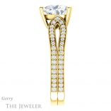 Heart Shaped Forever One Moissanite Engagement Ring #GTJ991-heart-fb-y 3 Heart Shaped Forever Brilliant Moissanite Engagement Ring #GTJ991-heart-fb-y