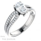 Pear Shaped Forever One Moissanite Engagement Ring #GTJ991-pear-fb-w 4 Pear Shaped Forever Brilliant Moissanite Engagement Ring #GTJ991-pear-fb-w