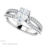 Pear Shaped Forever One Moissanite Engagement Ring #GTJ991-pear-fb-w 5 Pear Shaped Forever Brilliant Moissanite Engagement Ring #GTJ991-pear-fb-w