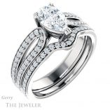 Pear Shaped Forever One Moissanite Engagement Ring #GTJ991-pear-fb-w 6 Pear Shaped Forever Brilliant Moissanite Engagement Ring #GTJ991-pear-fb-w