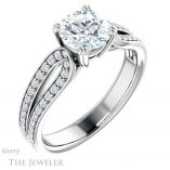 Round Cut Forever One Moissanite Engagement Ring #GTJ991-round-fo-w 4 Round Cut Forever One Moissanite Engagement Ring #GTJ991-round-fo-w