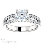 Round Cut Forever One Moissanite Engagement Ring #GTJ991-round-fo-w 1 Round Cut Forever One Moissanite Engagement Ring #GTJ991-round-fo-w