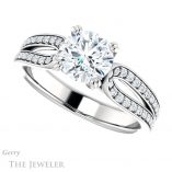 Round Cut Forever One Moissanite Engagement Ring #GTJ991-round-fo-w 5 Round Cut Forever One Moissanite Engagement Ring #GTJ991-round-fo-w