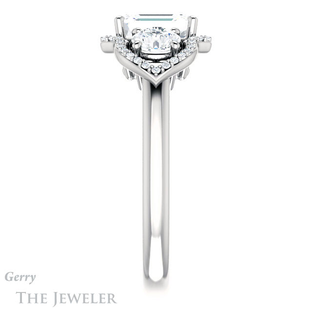 Emerald Cut Forever One Moissanite Engagement Ring #GTJ992-emerald-fb-w | Gerry The Jeweler Emerald Cut Forever Brilliant Moissanite Engagement Ring #GTJ992-emerald-fb-w