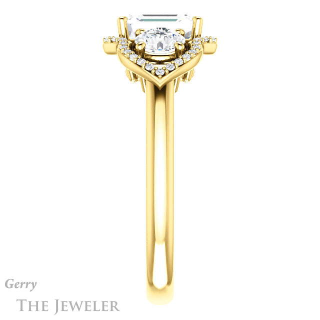 Emerald Cut Forever One Moissanite Engagement Ring #GTJ992-emerald-fb-y | Gerry The Jeweler Emerald Cut Forever Brilliant Moissanite Engagement Ring #GTJ992-emerald-fb-y