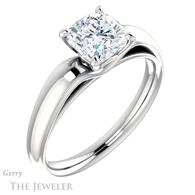 Cushion Cut Forever One Moissanite Engagement Ring #GTJ993-cushion-fo-w 4 Cushion Cut Forever One Moissanite Engagement Ring #GTJ993-cushion-fo-w