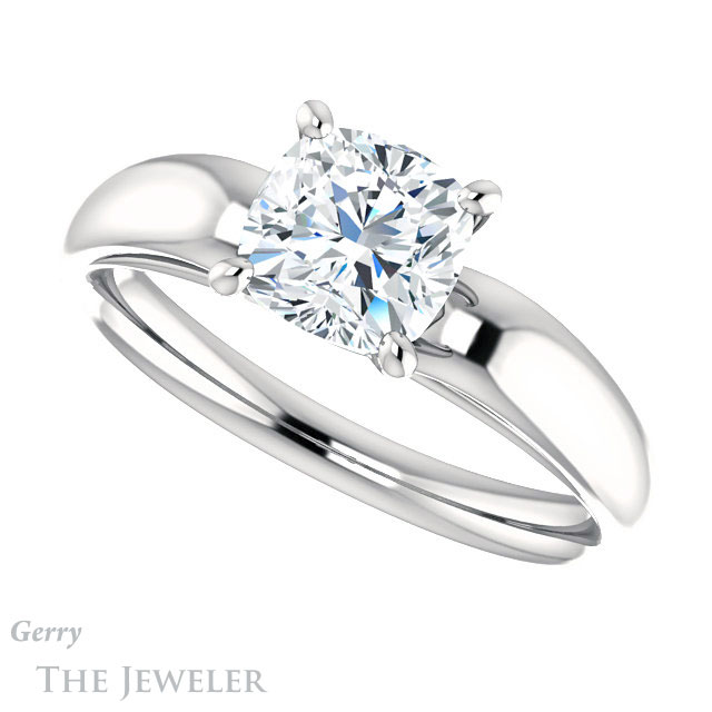 Cushion Cut Forever One Moissanite Engagement Ring #GTJ993-cushion-fo-w 5 Cushion Cut Forever One Moissanite Engagement Ring #GTJ993-cushion-fo-w