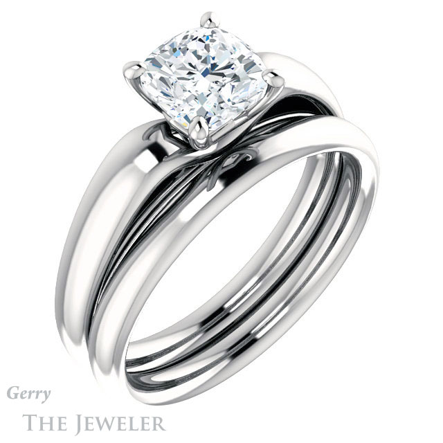 Cushion Cut Forever One Moissanite Engagement Ring #GTJ993-cushion-fo-w 6 Cushion Cut Forever One Moissanite Engagement Ring #GTJ993-cushion-fo-w