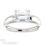 Emerald Cut Forever One Moissanite Engagement Ring #GTJ993-emerald-fb-w 1 Emerald Cut Forever Brilliant Moissanite Engagement Ring #GTJ993-emerald-fb-w