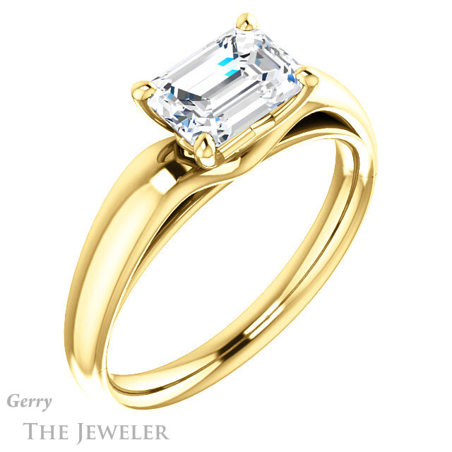 Emerald Cut Forever One Moissanite Engagement Ring #GTJ993-emerald-fb-y 4 Emerald Cut Forever Brilliant Moissanite Engagement Ring #GTJ993-emerald-fb-y