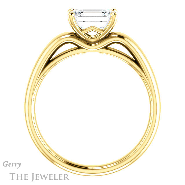 Emerald Cut Forever One Moissanite Engagement Ring #GTJ993-emerald-fb-y 2 Emerald Cut Forever Brilliant Moissanite Engagement Ring #GTJ993-emerald-fb-y