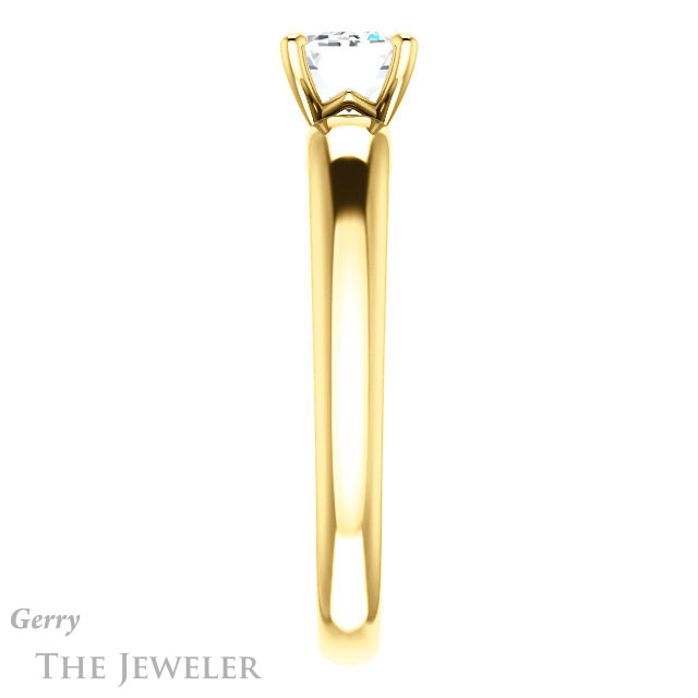 Emerald Cut Forever One Moissanite Engagement Ring #GTJ993-emerald-fb-y 3 Emerald Cut Forever Brilliant Moissanite Engagement Ring #GTJ993-emerald-fb-y