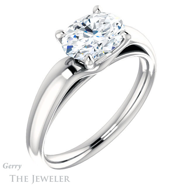 Oval Shaped Forever One Moissanite Engagement Ring #GTJ993-oval-fo-w