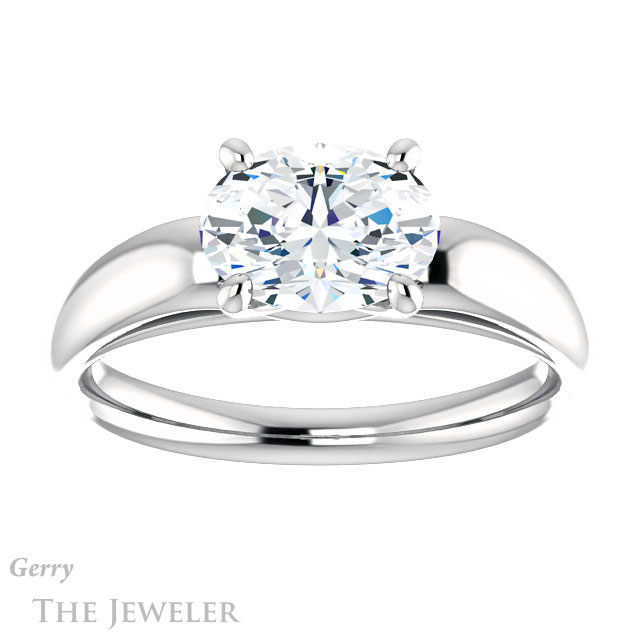 Oval Shaped Forever One Moissanite Engagement Ring #GTJ993-oval-fo-w