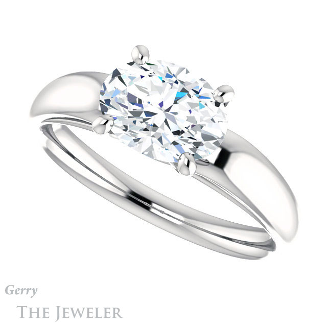 Oval Shaped Forever One Moissanite Engagement Ring #GTJ993-oval-fo-w