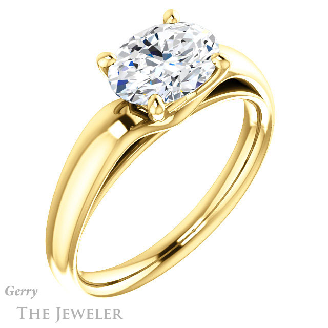 Oval Shaped Forever One Moissanite Engagement Ring #GTJ993-oval-fo-y 4 Oval Shaped Forever One Moissanite Engagement Ring #GTJ993-oval-fo-y