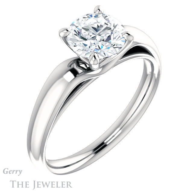 Round Cut Forever One Moissanite Engagement Ring #GTJ993-round-fo-w