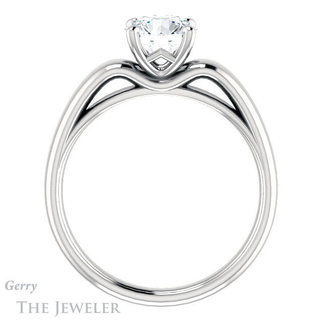 Round Cut Forever One Moissanite Engagement Ring #GTJ993-round-fo-w