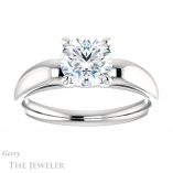 Round Cut Forever One Moissanite Engagement Ring #GTJ993-round-fo-w