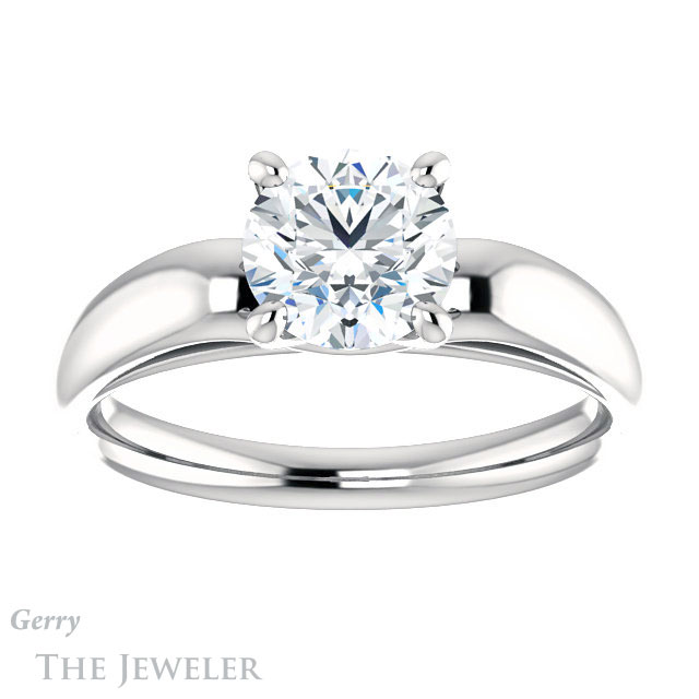 Round Cut Forever One Moissanite Engagement Ring #GTJ993-round-fo-w