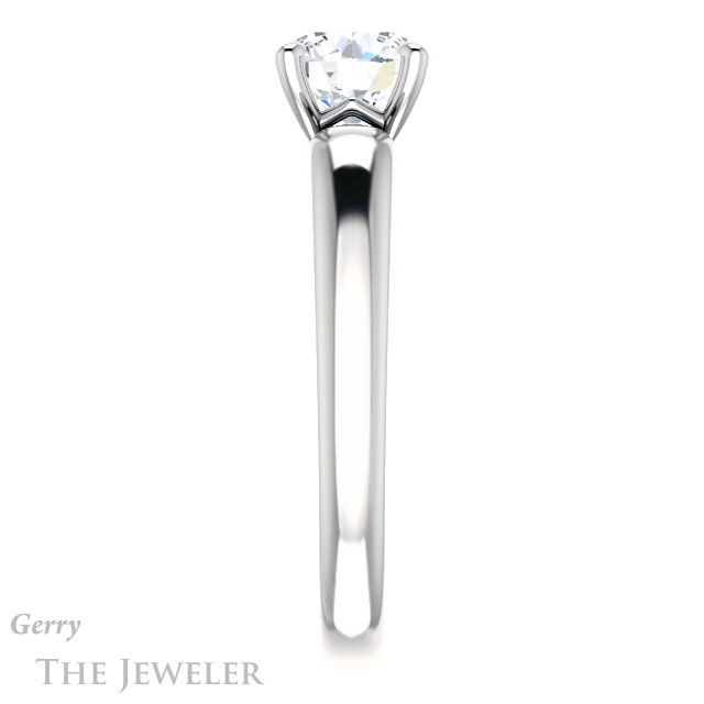 Round Cut Forever One Moissanite Engagement Ring #GTJ993-round-fo-w