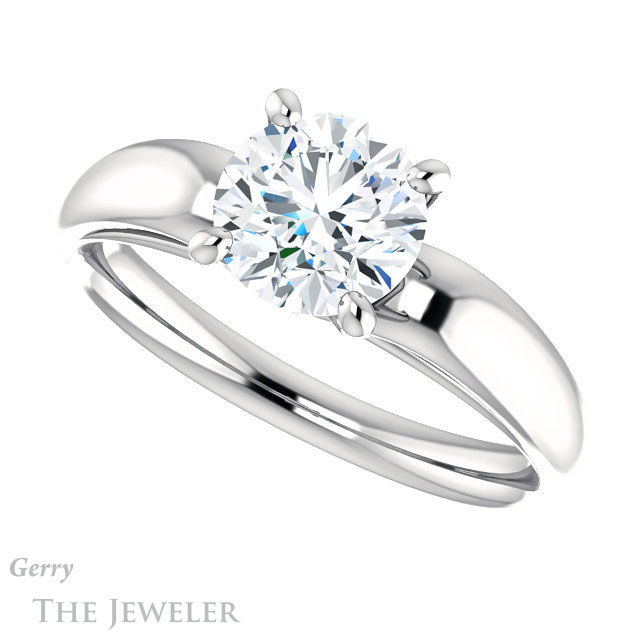 Round Cut Forever One Moissanite Engagement Ring #GTJ993-round-fo-w