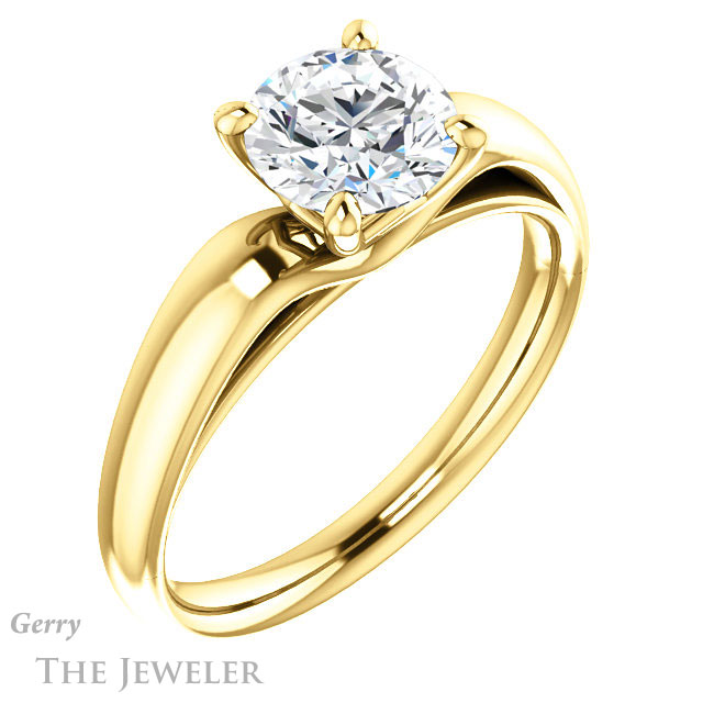 Round Cut Forever One Moissanite Engagement Ring #GTJ993-round-fo-y