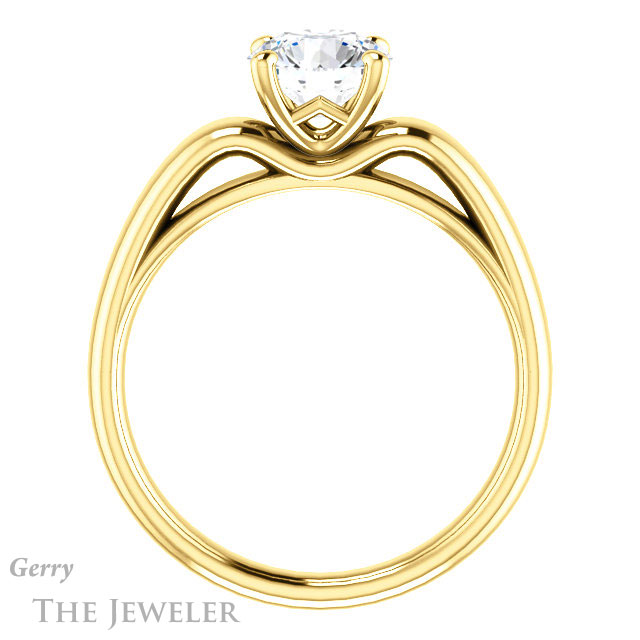 Round Cut Forever One Moissanite Engagement Ring #GTJ993-round-fo-y