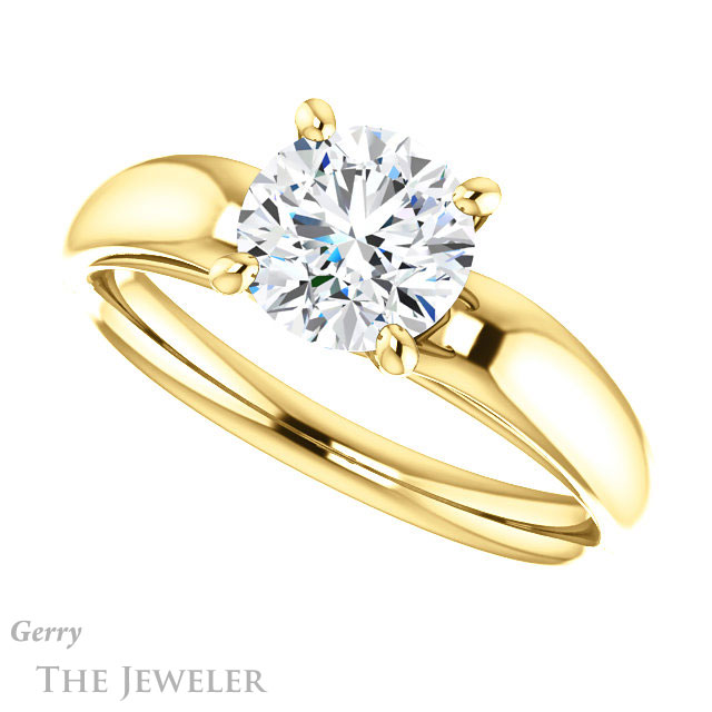 Round Cut Forever One Moissanite Engagement Ring #GTJ993-round-fo-y