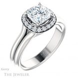 Cushion Cut Forever One Moissanite Engagement Ring #GTJ994-cushion-fo-w 4 Cushion Cut Forever One Moissanite Engagement Ring #GTJ994-cushion-fo-w