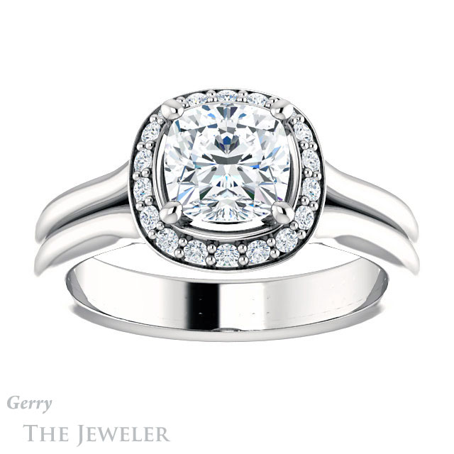 Cushion Cut Forever One Moissanite Engagement Ring #GTJ994-cushion-fo-w