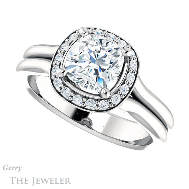 Cushion Cut Forever One Moissanite Engagement Ring #GTJ994-cushion-fo-w 5 Cushion Cut Forever One Moissanite Engagement Ring #GTJ994-cushion-fo-w