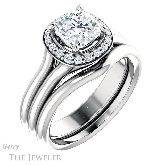 Cushion Cut Forever One Moissanite Engagement Ring #GTJ994-cushion-fo-w 6 Cushion Cut Forever One Moissanite Engagement Ring #GTJ994-cushion-fo-w