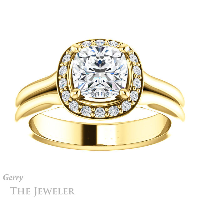 Cushion Cut Forever One Moissanite Engagement Ring #GTJ994-cushion-fo-y
