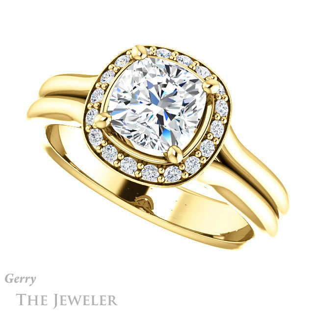 Cushion Cut Forever One Moissanite Engagement Ring #GTJ994-cushion-fo-y