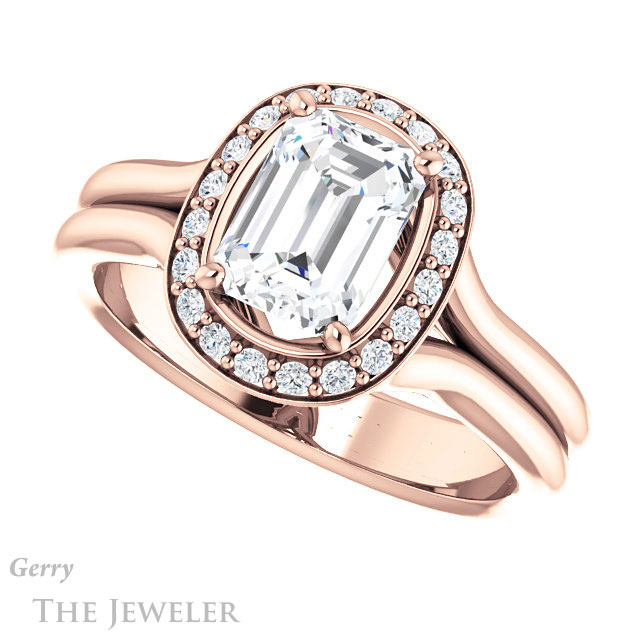 Emerald Cut Forever One Moissanite Engagement Ring #GTJ994-emerald-fb-r 5 Emerald Cut Forever Brilliant Moissanite Engagement Ring #GTJ994-emerald-fb-r