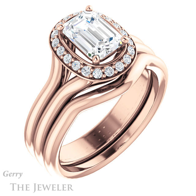 Emerald Cut Forever One Moissanite Engagement Ring #GTJ994-emerald-fb-r 6 Emerald Cut Forever Brilliant Moissanite Engagement Ring #GTJ994-emerald-fb-r