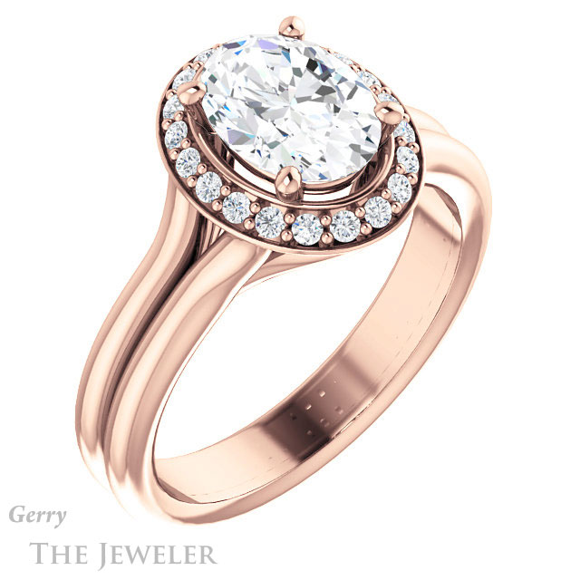 Oval Shaped Forever One Moissanite Engagement Ring #GTJ994-oval-fo-r