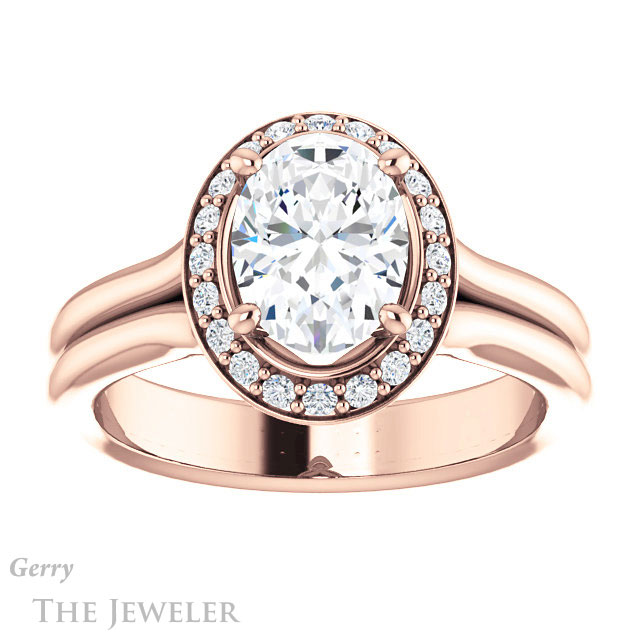 Oval Shaped Forever One Moissanite Engagement Ring #GTJ994-oval-fo-r