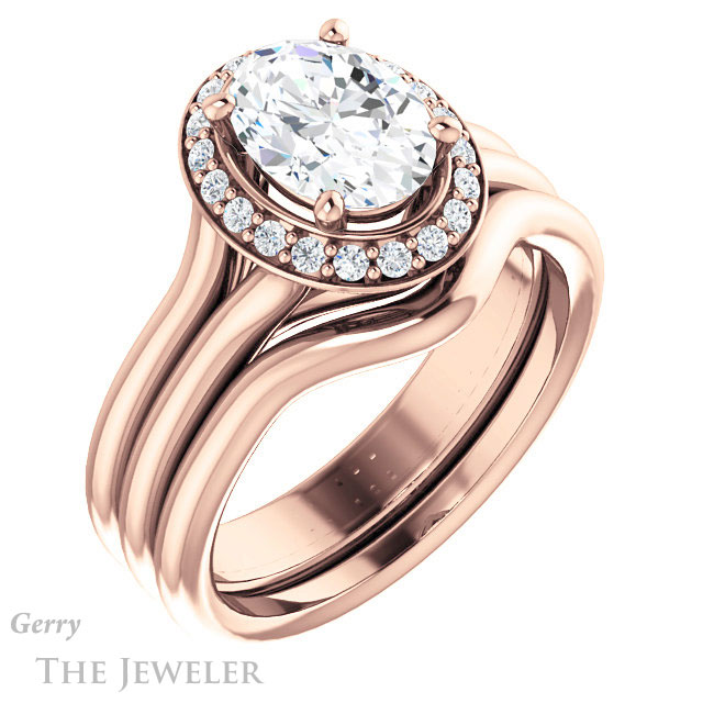 Oval Shaped Forever One Moissanite Engagement Ring #GTJ994-oval-fo-r